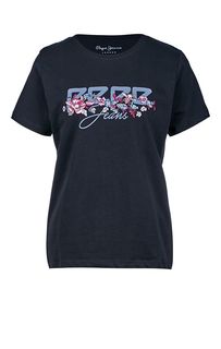 Хлопковая футболка с цветочной вышивкой Pepe Jeans