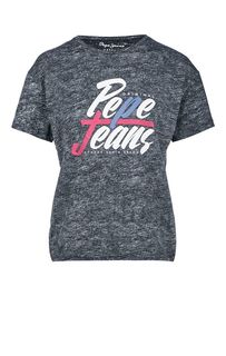 Серая футболка с ярким принтом Pepe Jeans