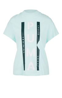 Хлопковая футболка мятного цвета с высоким воротом Puma