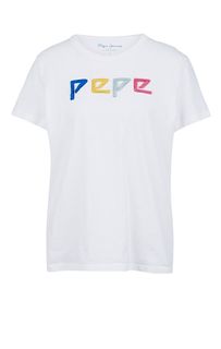 Хлопковая футболка с яркими нашивками Pepe Jeans