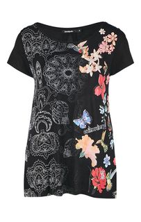 Футболка из вискозы с ярким принтом Desigual