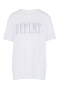 Хлопковая футболка с вышивкой Replay