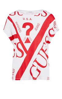 Футболка белого цвета с круглым вырезом Guess