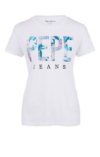 Футболка белого цвета с короткими рукавами Pepe Jeans