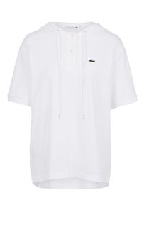 Однотонная хлопковая футболка с капюшоном Lacoste