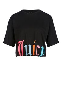 Укороченная футболка с контрастным принтом Juicy Couture