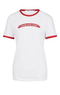 Хлопковая футболка с контрастными вставками Calvin Klein Jeans