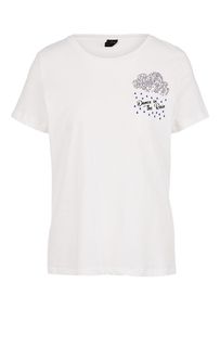 Белая хлопковая футболка с ярким декором Vero Moda