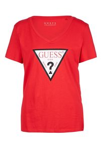 Хлопковая футболка красного цвета Guess