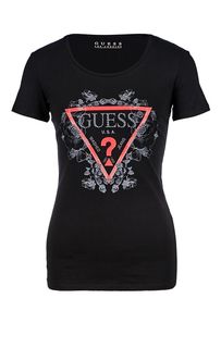 Хлопковая футболка с цветочным принтом Guess