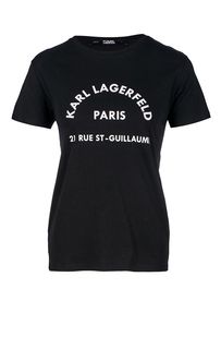 Футболка из хлопка черного цвета с принтом Karl Lagerfeld