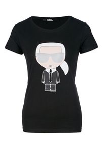 Черная футболка из хлопка с принтом Karl Lagerfeld