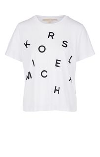 Белая хлопковая футболка с принтом Michael Michael Kors
