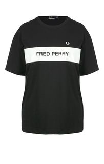 Черная хлопковая футболка с короткими рукавами Fred Perry
