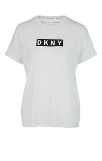 Белая футболка с логотипом бренда Dkny
