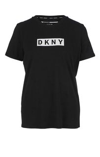 Черная футболка с логотипом бренда Dkny