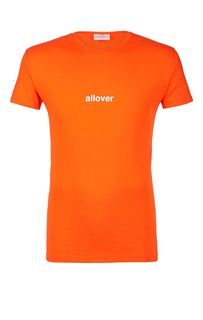 Хлопковая футболка оранжевого цвета с круглым вырезом Premium by Allovertextures