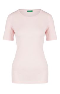 Хлопковая футболка розового цвета United Colors of Benetton