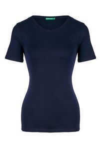 Хлопковая футболка синего цвета United Colors of Benetton