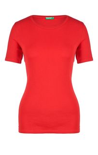 Хлопковая футболка красного цвета United Colors of Benetton