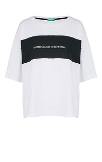 Хлопковая футболка с принтом United Colors of Benetton