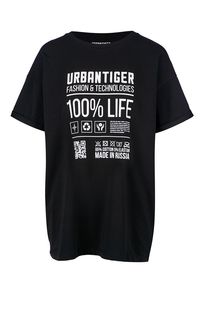 Черная хлопковая футболка с принтом Urban Tiger