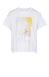 Белая хлопковая футболка с принтом Calvin Klein