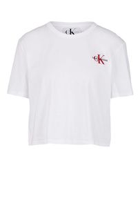 Белая хлопковая футболка свободного кроя Calvin Klein Jeans