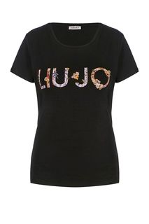 Хлопковая футболка с логотипом бренда Liu Jo