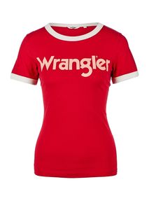 Красная футболка с логотипом бренда Wrangler