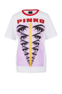Хлопковая футболка с ярким принтом Pinko