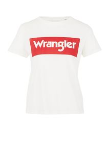 Белая хлопковая футболка с принтом Wrangler