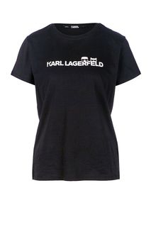 Черная футболка из хлопка с принтом Karl Lagerfeld