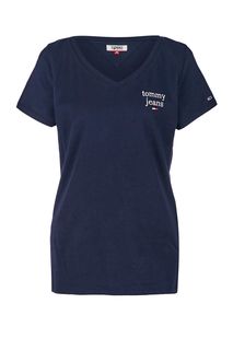 Синяя хлопковая футболка Tommy Jeans