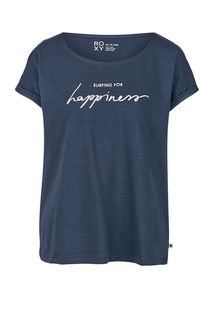 Синяя хлопковая футболка свободного кроя Roxy