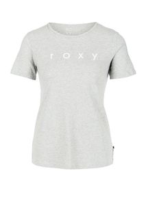 Серая хлопковая футболка с логотипом бренда Roxy