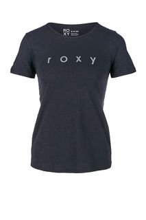 Синяя хлопковая футболка с логотипом бренда Roxy