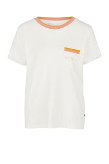 Белая хлопковая футболка с карманом Roxy