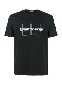 Черная хлопковая футболка с вышивкой Artem Krivda
