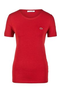 Красная хлопковая футболка Lacoste
