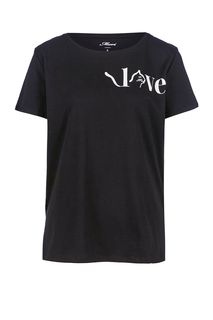 Черная хлопковая футболка с принтом Mavi
