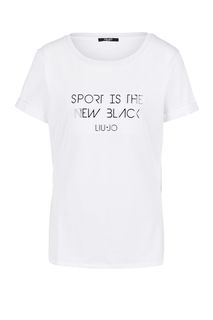 Хлопковая футболка с контрастным принтом Liu Jo Sport