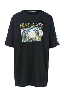 Хлопковая футболка оверсайз с декоративным принтом Miss Sixty