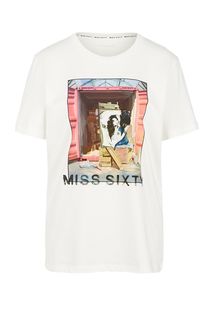 Хлопковая футболка с декоративным принтом Miss Sixty