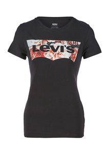 Черная хлопковая футболка с цветочным принтом Levis®