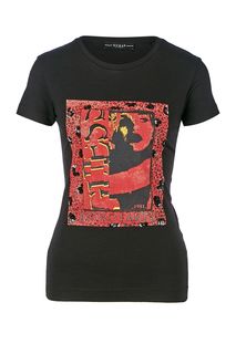 Черная хлопковая футболка с отделкой пайетками Guess