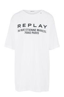 Белая футболка свободного кроя Replay