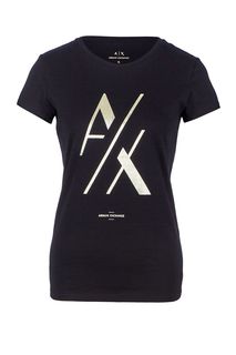 Футболка из хлопка с монограммой бренда Armani Exchange
