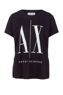 Хлопковая футболка свободного кроя Armani Exchange