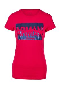 Футболка из хлопка цвета фуксии с принтом Armani Exchange